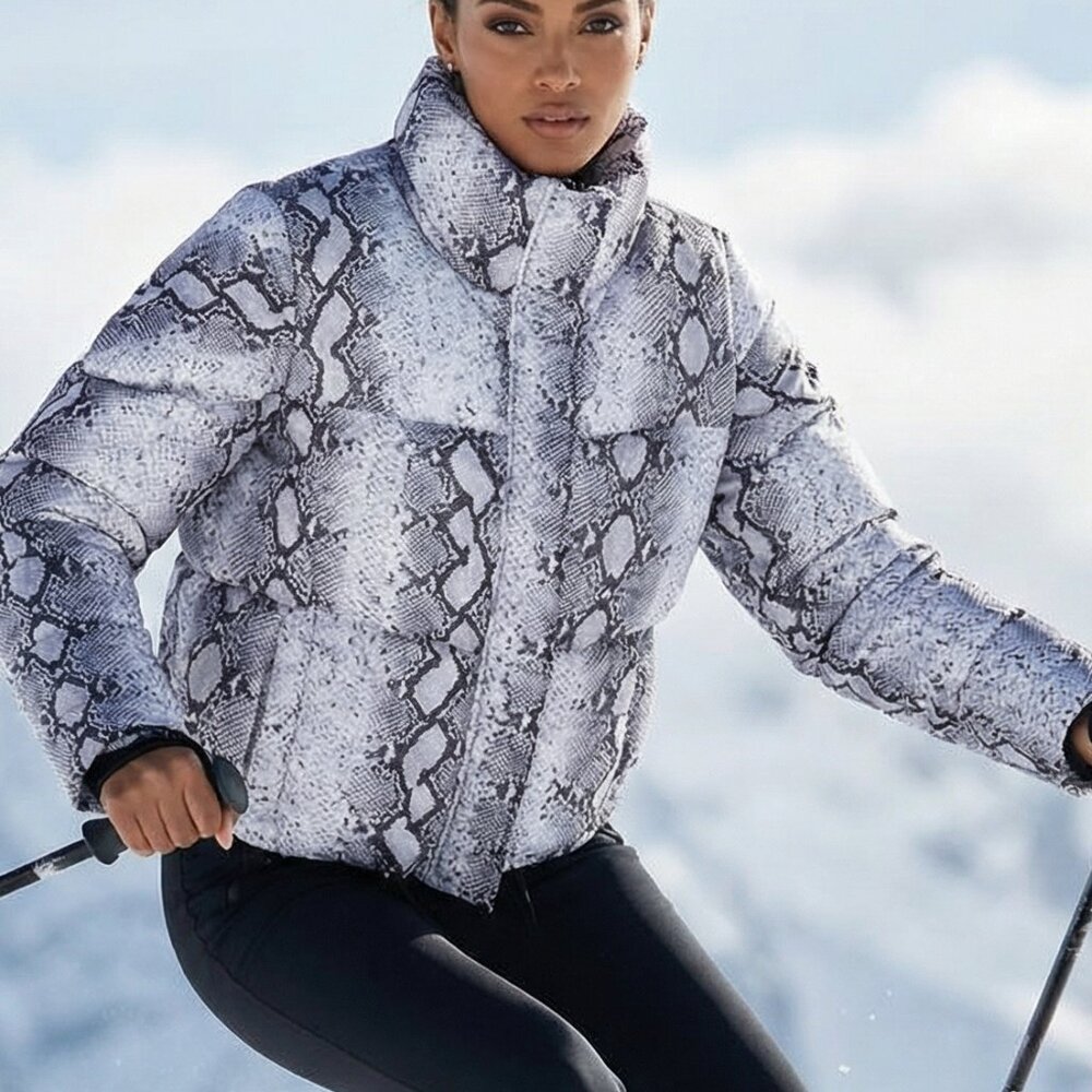 NWT $280 Apparis Jamie Snake Print Puffer Jacket Size XS WILL FIT a S too!